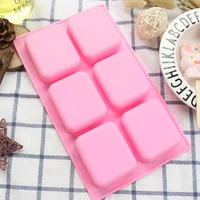 6holes square silicone soap mold diy kitchen tools handmade soap making craft forms diy pudding cake fondant pastry baking molds