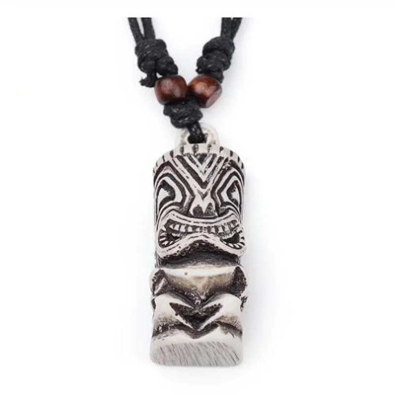 1 шт. шнур Як Племенной Ожерелье с бежевым подвесом Белый Регулируемый Мода