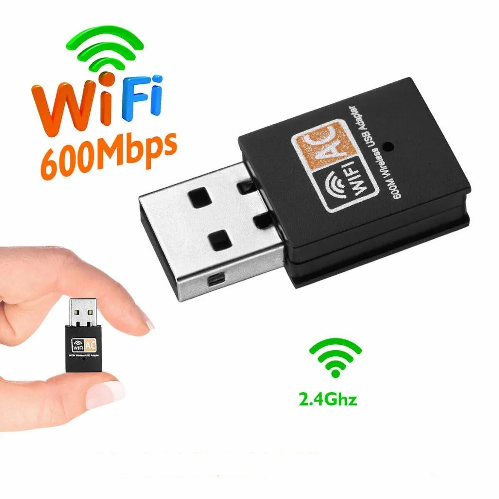 Мини USB WiFi адаптер Ethernet ключ 600 Мбит/с 2 4 ГГц Lan PC Antena Wi Fi приемник AC беспроводная