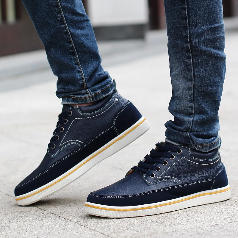 

Men Casual Shoes,Increased Comfort Genuine Leather Lace-up Casual Shoes Inside Heighten Cowhide Fashion Trend Is Recreational