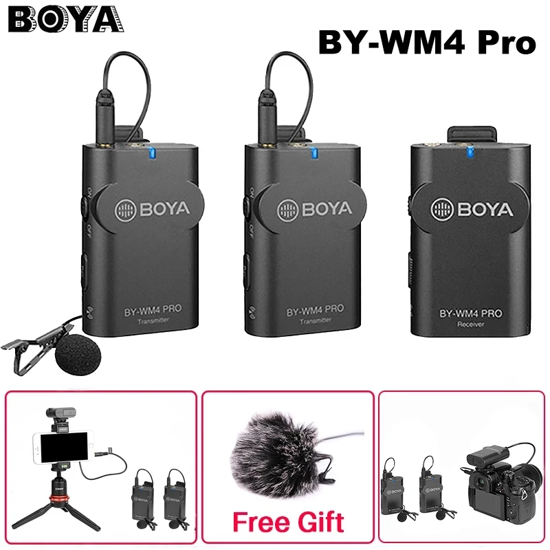Boya wm4 pro BY WM4 Pro K1/K2 двухканальный 2 4G профессиональный беспроводной микрофон