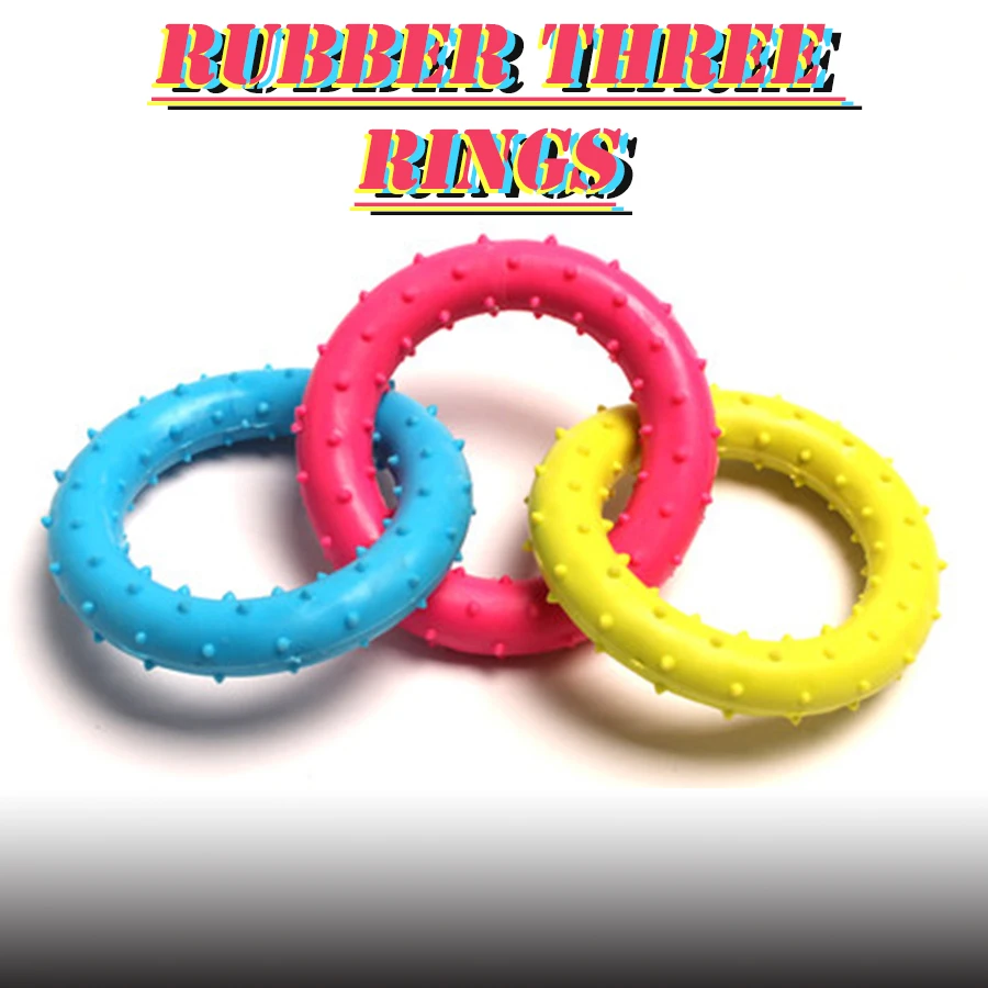 Резиновые игрушки для жевания собак трехцветные кольца Интерактивная игрушка