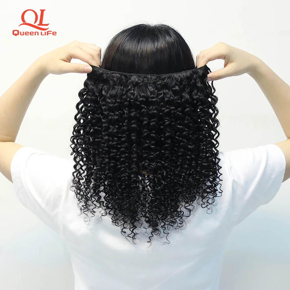 

Queenlife Curly Wave Hair 3 Bundles with Closure 7x7 Lace Closure Remy Hair 100% Brazilian Human Hair Can Be Permed