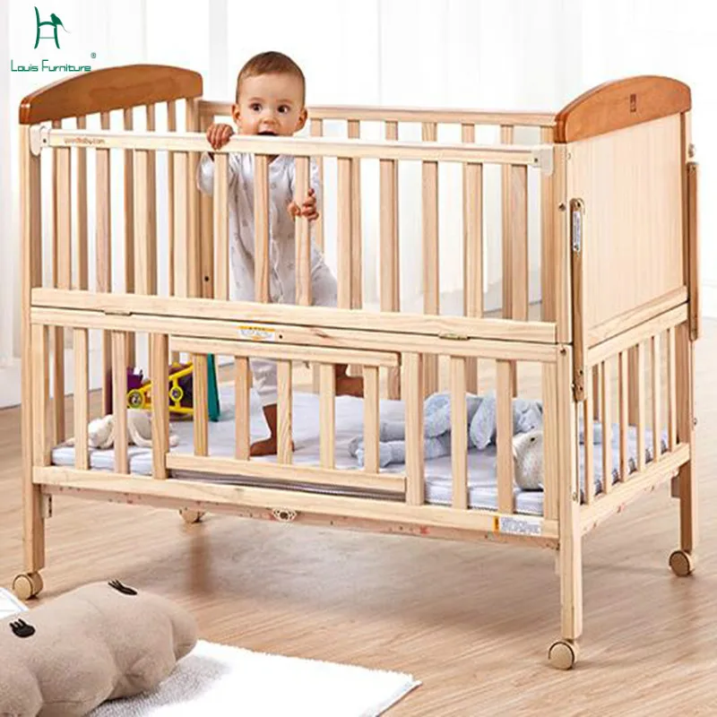 

Louis Fashion Children Beds Good Baby Crib Solid Wood Lacquered Baby Pine Children