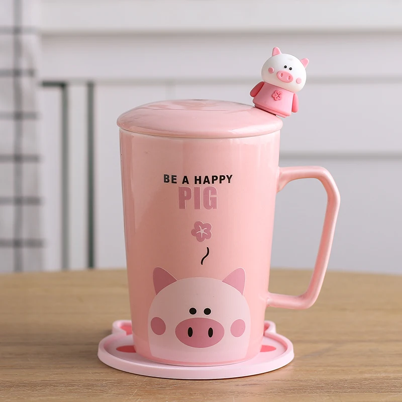 Кофейная чашка Милая кружка милые чашки и кружки caneca criativa Свинья с крышкой