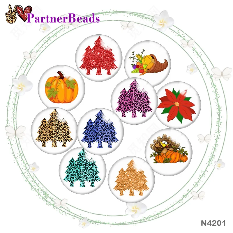 

Christmas tree 12mm//18mm/20mm/25mm Round photo glass cabochon demo flat back Making findings PartnerBeads N4201