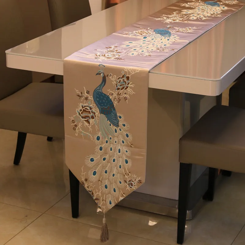 

Великолепный классический павлиний цветочный стол флаг Ретро Модный кофейный столик в европейском стиле вышитая мягкая ткань обивки