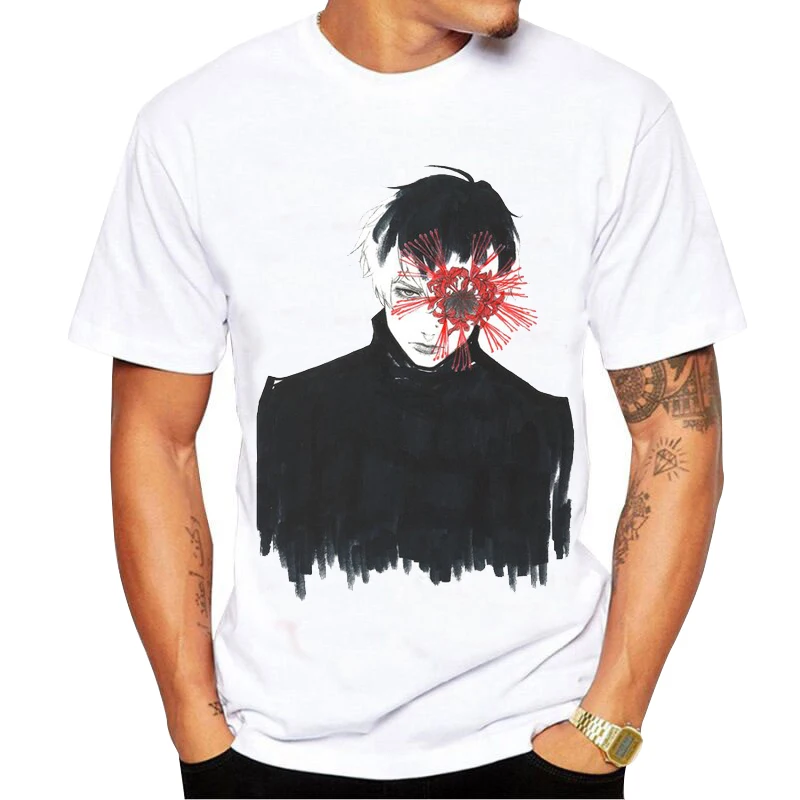 Токийский Гуль Аниме Манга футболка новая модель хорошая свободная для мужчин |