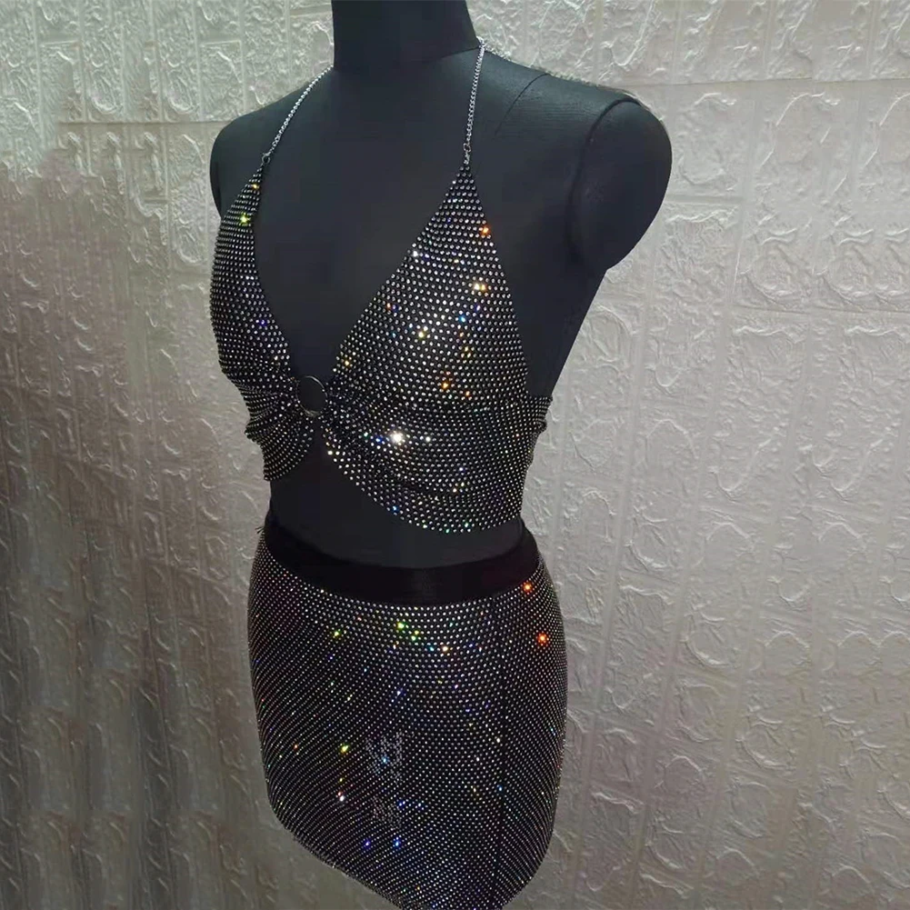 Женский клубный Топ со стразами привлекательный сетчатый бюстгальтер майка на