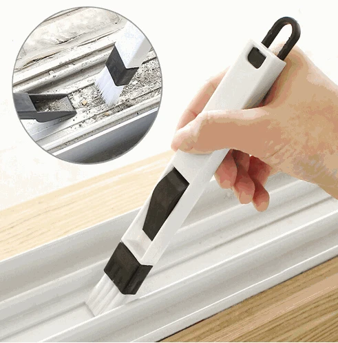 

1Pc Windows Recess Groove Cleaning Brush Crevice Brush with Dustpan Cleaning Tool Wash Screens Keyboard Kitchen Home Accessories