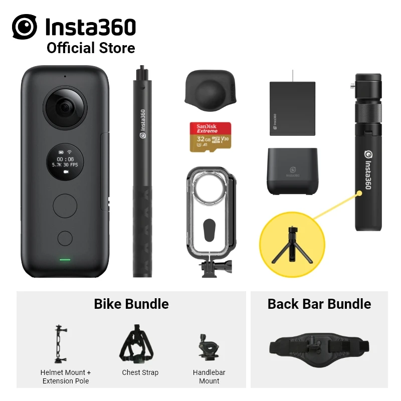 Bike Kit Insta360 ONE X Спортивная Экшн-камера 5,7 K видеокамера для iPhone и Android - Цвет: Bike Kit