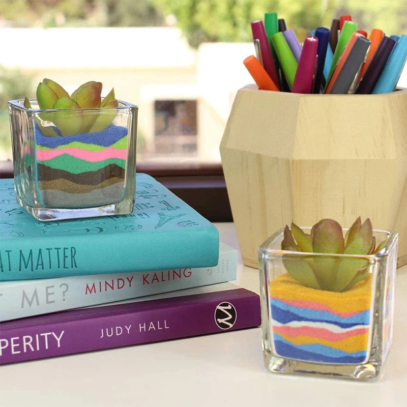 10pcs Assorted Colors DIY Bottle Color Sand Kit Craft/Terrarium Art Painting Drawing Toy for Kids - Blues | Дом и сад
