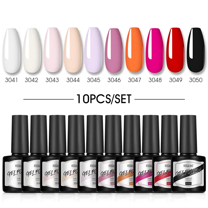 

Гибридный Гель-лак для ногтей Rosalind Varnishe, эмалевый Полупостоянный лак для ногтей, в комплекте различные доступные цвета, необходима основа и ...