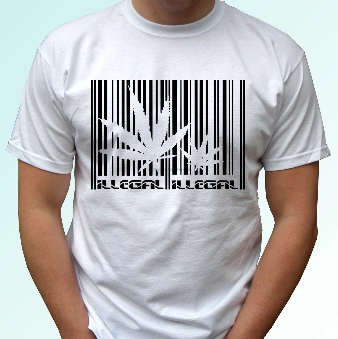 Футболка с рисунком нелегального штрих кода белая уличная футболка в стиле раста