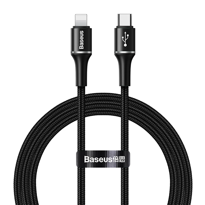 Baseus 18 Вт PD кабель для быстрой зарядки для iPhone 11 Pro Max Xs Xr usb type C для Lightning Кабель для iPhone X 8 7 Plus зарядное устройство - Цвет: Black