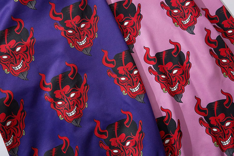 Bonita Vida Devil напечатаны хип-хоп толстовки для мужчин мода уличная Harajuku японский Ukiyo E Гавайский фиолетовый Свитшот