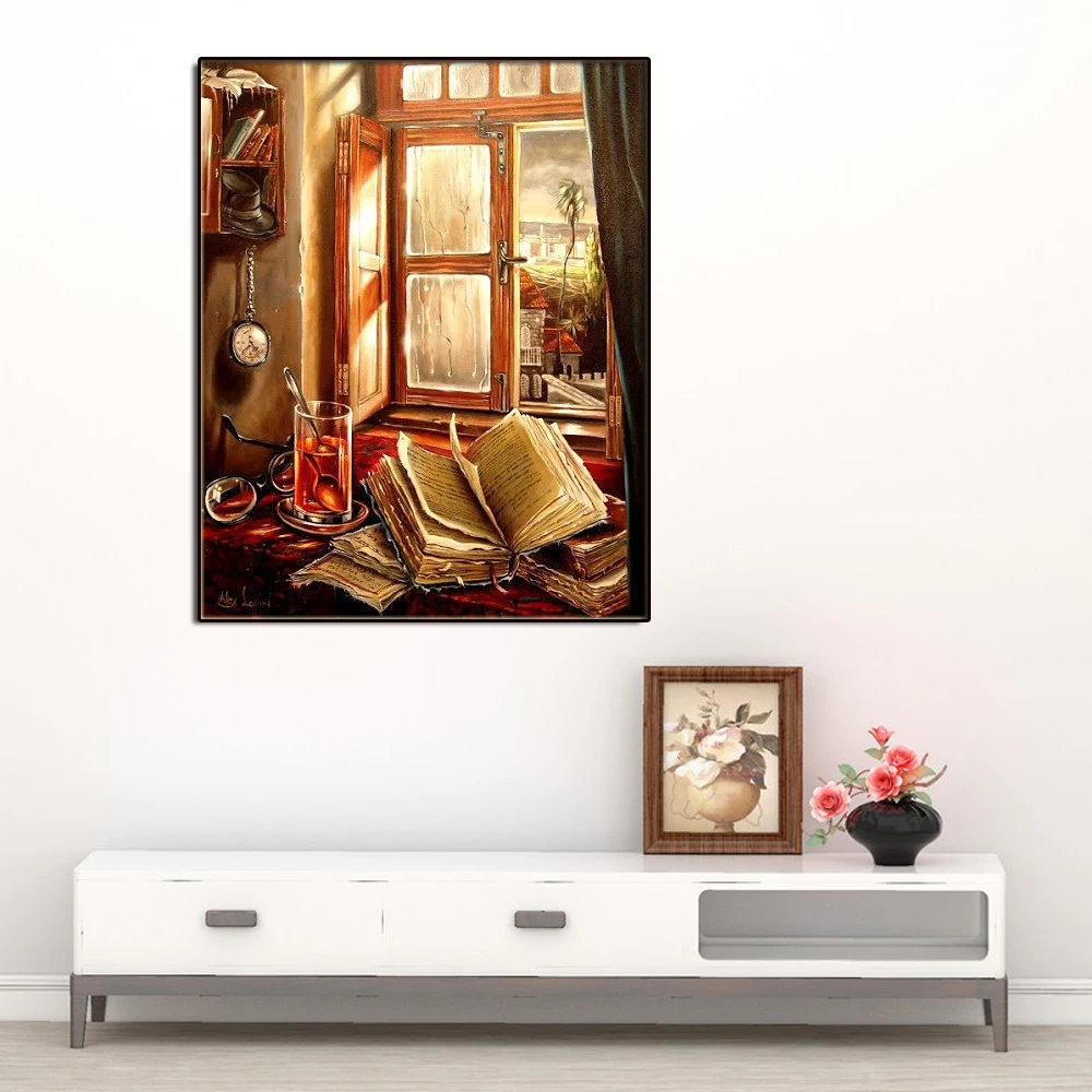 

5D DIY алмазная живопись, книги и чашки, круглые/квадратные наборы для вышивки крестиком, Алмазная вышивка