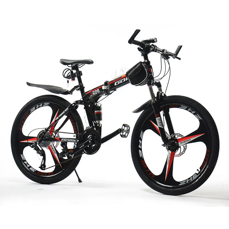 Горный велосипед с тремя ножами складной одно колесо двойная амортизация для