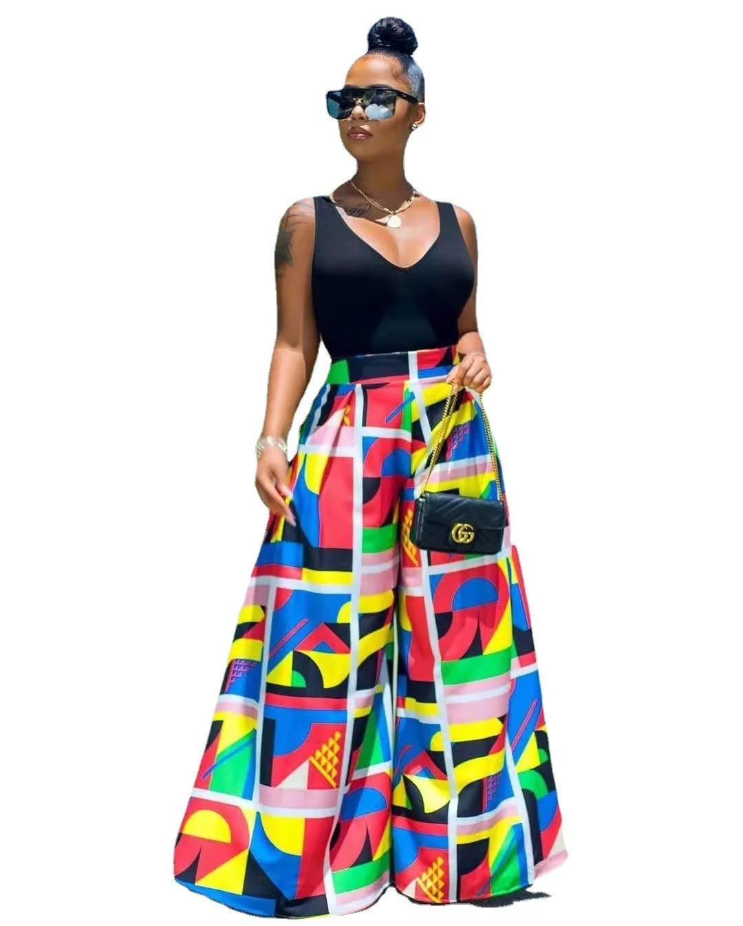 

Bottoms Casual Letter Print Wide Leg Pants 3109