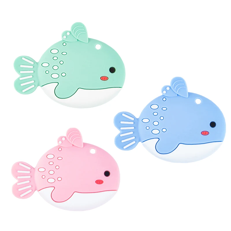 Chenkai 5PCS Fish Shaped Silicone Teether Baby Sensory Pendant Food Grade For DIY Infant Lovely Nursing Shower Pacifier Gifts