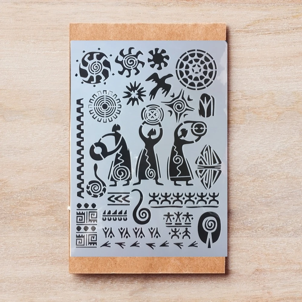 

Трафареты A4 для пожертвования тотемными людьми в древнем стиле, наклейки для творчества, декоративный шаблон, 29*21 см