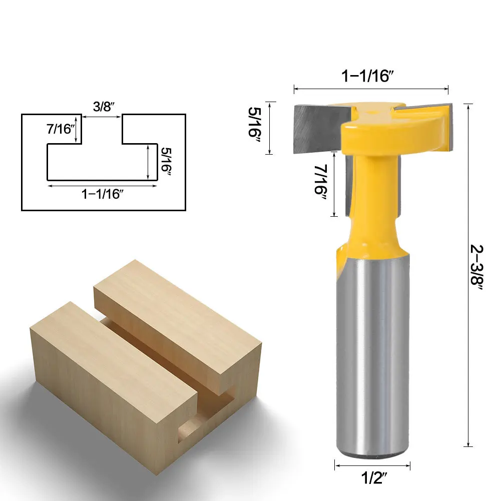 LAVIE 12mm 1/2 Inch Shank T-Slot Handle Router Bit Tungsten Carbide Slotting Straight for Wood Milling Cutter Woodworking 03003 enlarge
