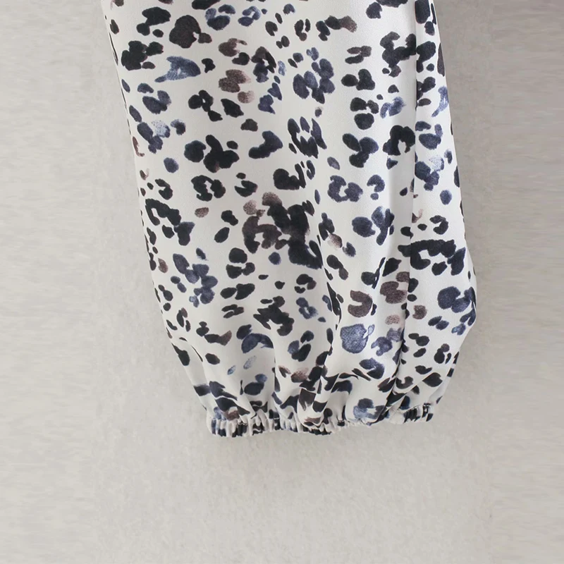 

ZA Summer Women Dress Spot Printed Puff Sleeve Dress Office Lady V-neck Long Sleeve Dress Elegant Girls Causal Outfits