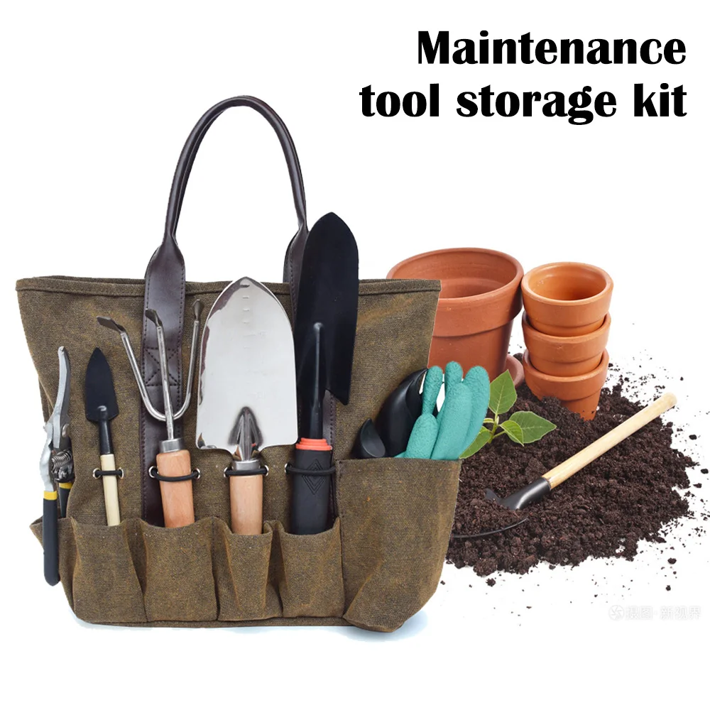 

Garden Tool Bag, Gardening Kit Tote Bag Home Organizer, Gardening Tool Kit Holder, Lawn Yard Storage Bag Carrier with Ergonomic