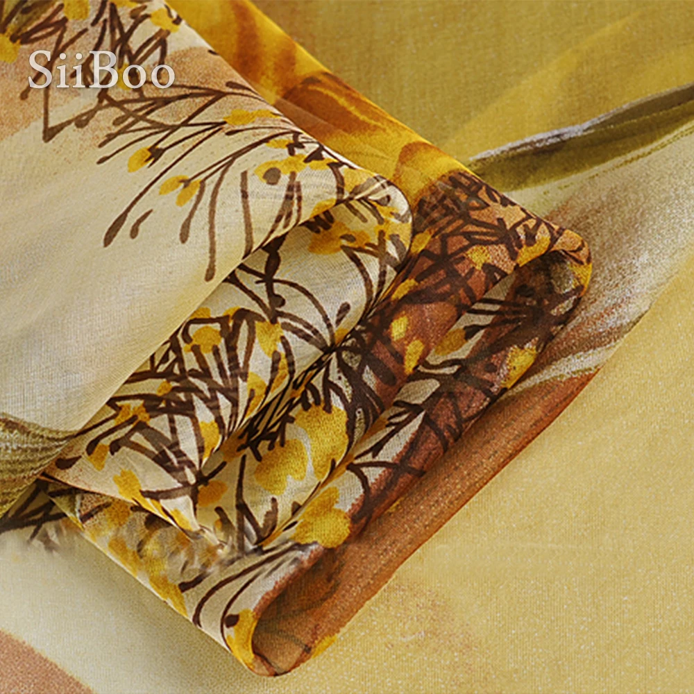 Французская элегантная Хризантема с цветочным принтом дышащая 100% натуральный