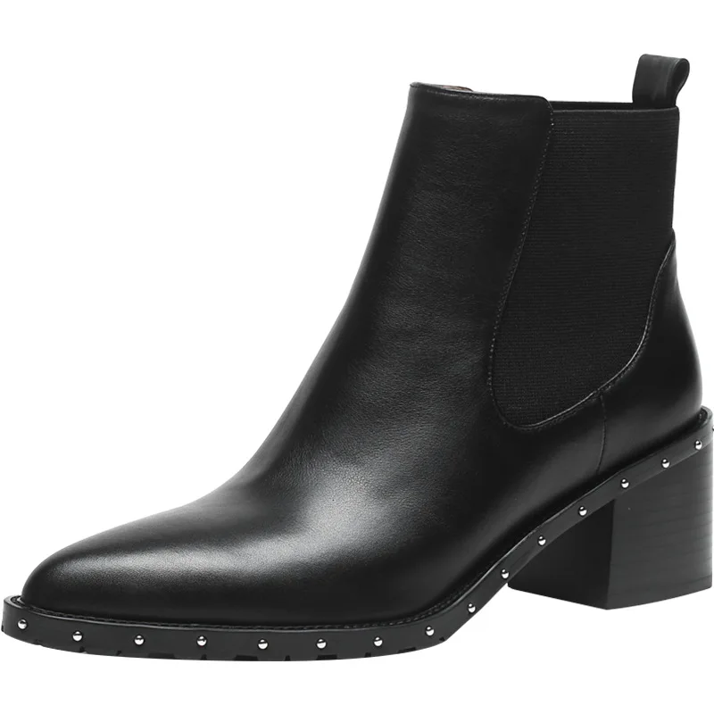 

New boots, women's pointed bare boots, Chelsea thick heel short boots, women's High Heel Ankle Boots, fall winter 2019