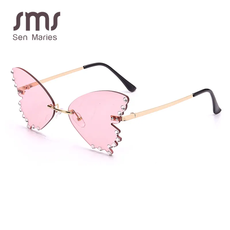 Солнцезащитные очки унисекс без оправы с бриллиантами UV400 2020 | Аксессуары для