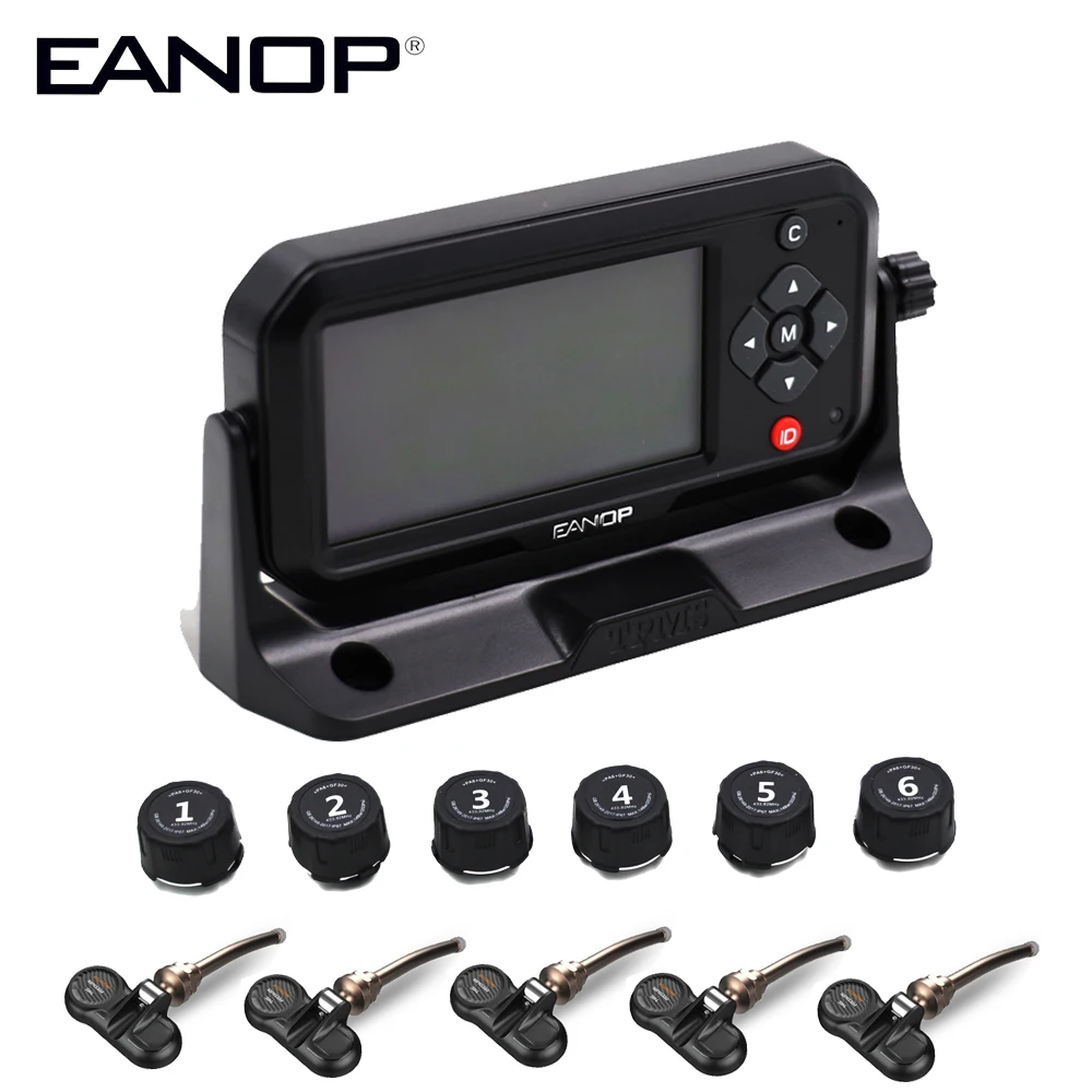 EANOP грузовик автомобиль беспроводной TPMS ЖК-дисплей в режиме реального времени система мониторинга давления в шинах 6 шт. внешние внутренние датчики для 6 шин