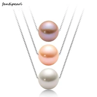 2021 hot sale simple passepartout 925 silver freshwater pearl necklace fashion 8mm freshwater pearl pendant