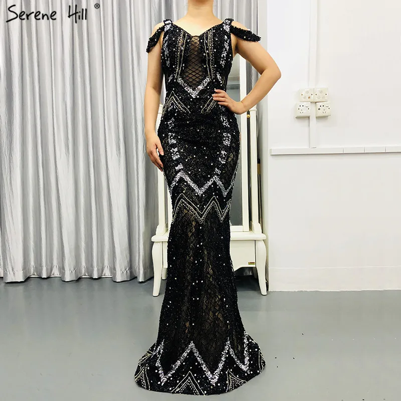 Черные дизайнерские вечерние платья без рукавов с юбкой годе 2020 роскошное