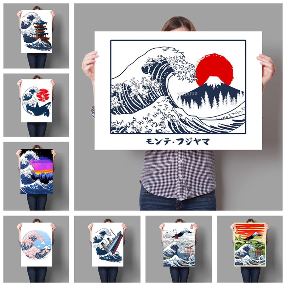 

Retro Japanese Landscape Series Animal Bar Cafe Painting quality posters Home Decor living abstract wall art canvas painting
