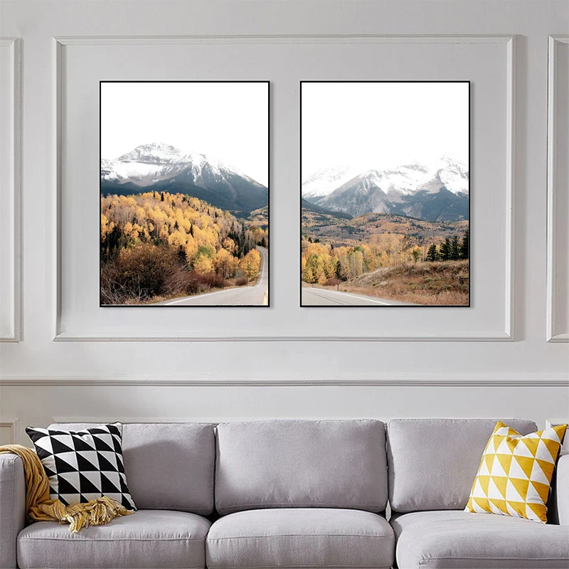 Scandinavian Style Forest Landscape Canvas Wall Art Posters and Prints Nordic Painting Mountaint Pictures Modern Home Decor | Дом и сад