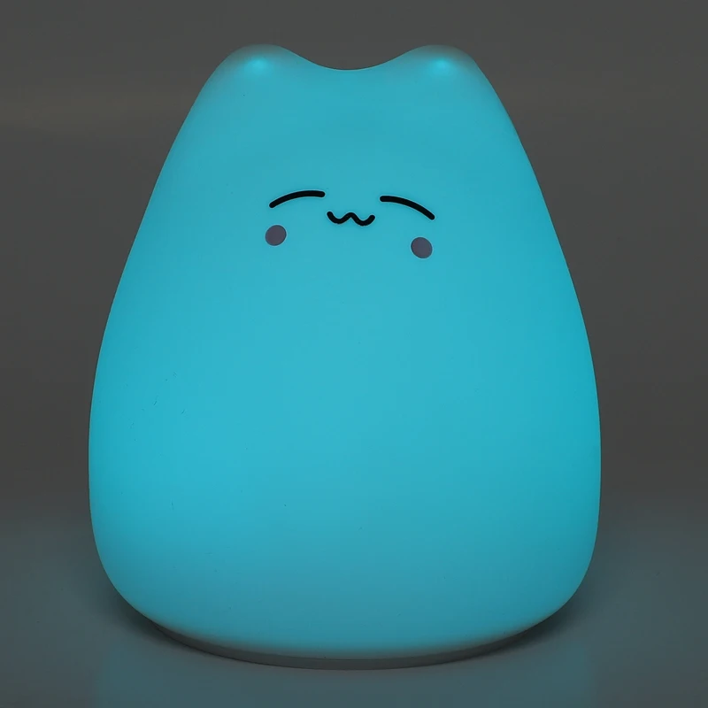 

Mini Cute Cartoon Cat Shaped Pat Light Lamp Soft Silicone Nightlight For Kids Toy Gifts Room Decor