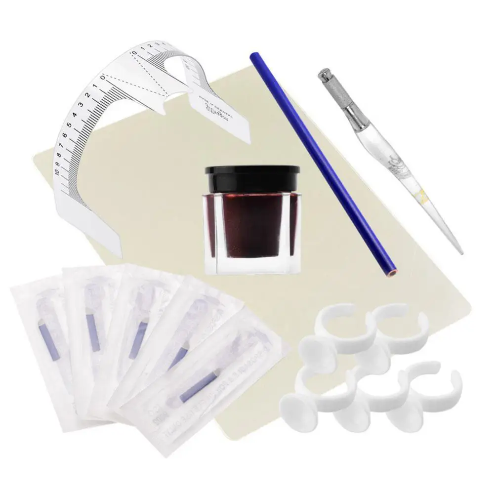 

50% горячая Распродажа Microbladinges Набор для перманентного татуажа бровей, линейка для кожи, набор пигментных ручек