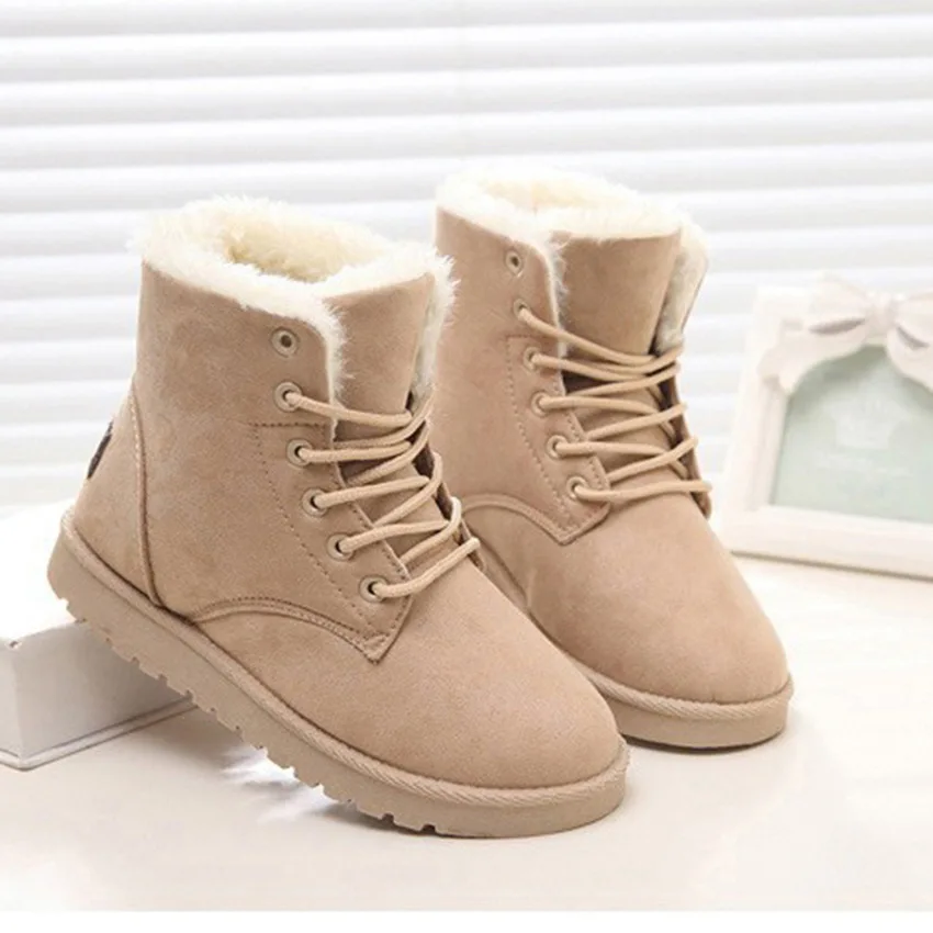 

Winter Korean student snow boots women's boots warm boots lace up women's shoes flat heel tide Martin cotton boots