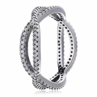 new 925 sterling silver pan ring entwined silver feature with crystal rings for women wedding party gift fine jewelry
