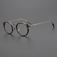 retro round glasses men lazy style john lennon titanium acetate handmade super light eyeglasses frame women myopia spectacles