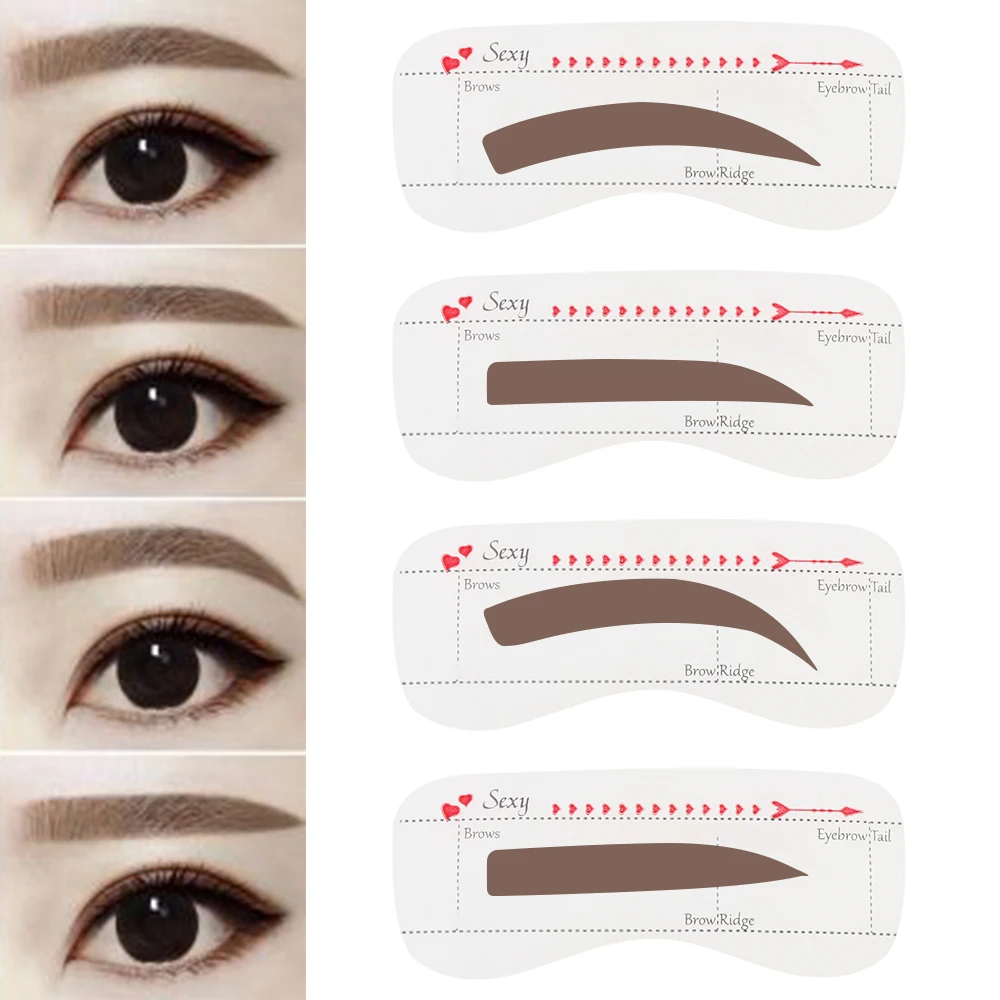 

3/10 style/set Card Eyebrow Stencil Grooming Shaper Template Makeup Tools Stickers eyebrow shaper cosmetic tool