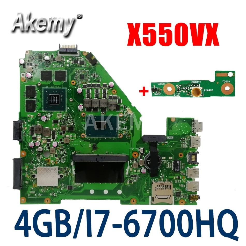 

Новая материнская плата для ноутбука ERILLES X550VX для ASUS X550VX X550VX FZ50VX FH5900V FX50V оригинальная материнская плата GTX950M i7-6700HQ 4 ГБ ОЗУ