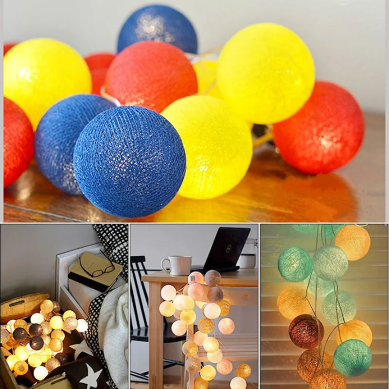 Светодиодная хлопковая световая гирлянда в виде шариков освещение для спальни