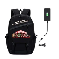 my hero academia plus ultra backpack anime print cosplay black fashion unisex usb charging laptop shoulder travelbags schoolbag