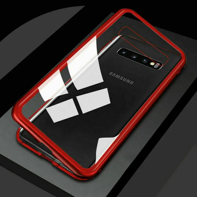 Магнитная Адсорбция металлический чехол для samsung Galaxy S10E S8 S9 S10 плюс S7 край A7 A8 A9 J4 J6 плюс Note 8 9 M20 M10 A30 A50 - Цвет: Red