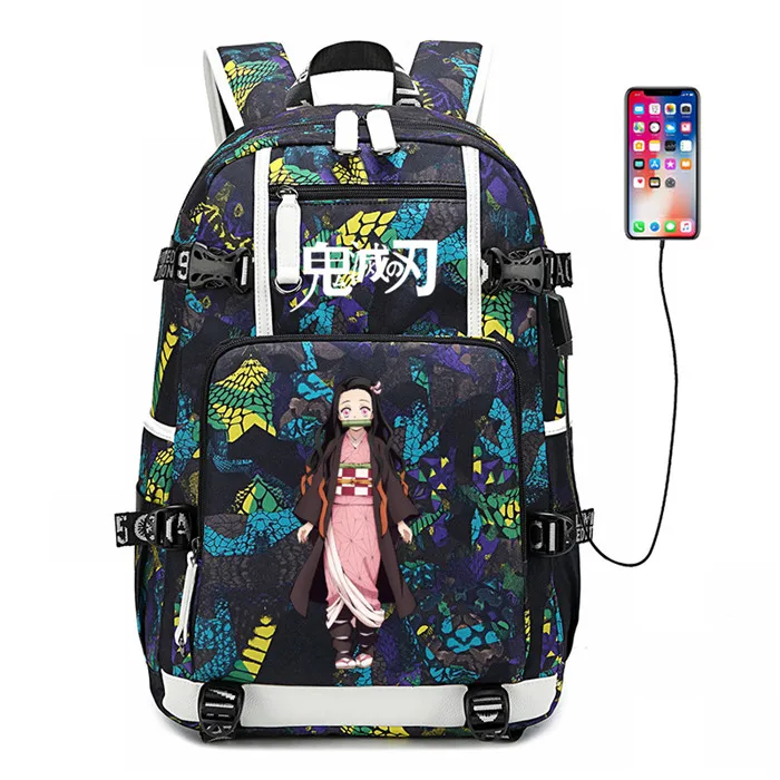 Demon Slayer: Kimetsu no Yaiba женский рюкзак аниме Bookbag нейлоновые школьные сумки большой дорожный рюкзак унисекс рюкзак для ноутбука - Цвет: 10