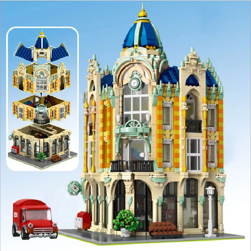 BZDA City Street view architecture 4030 шт угловой пост офис передовые строительные блоки модель