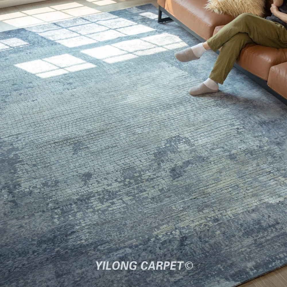 Goede Yilong 9 'X 12' Ocean Blue Land Handwoven Wol Gebied Tapijt Slaapkamer Tapijt (YLRugP1972)