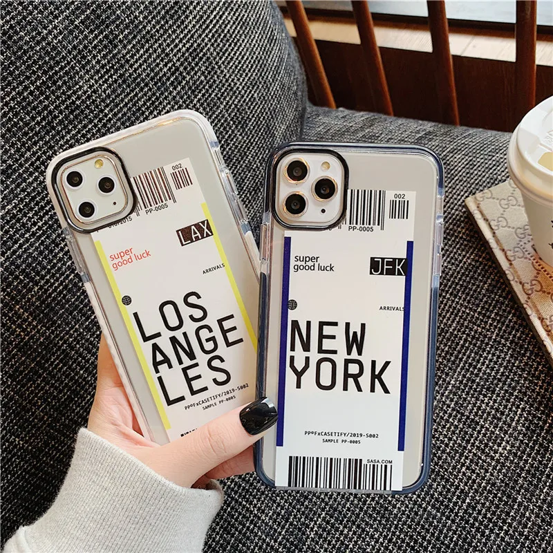 Чехол для телефона KJOEW INS с штрих-кодом и буквами прозрачный Ударопрочный Мягкий